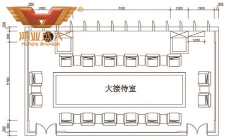 鸿业设计师根据客户提供尺寸，设计的接待室家具CAD平面图