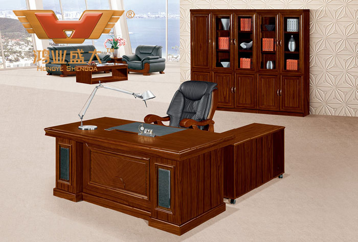 豪华总裁实木办公桌椅 油漆实木办公桌HY-D3518