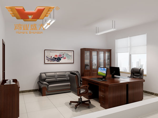 鸿业设计师根据要点2,为客户设计的3d职员办公室家具摆放效果图解决